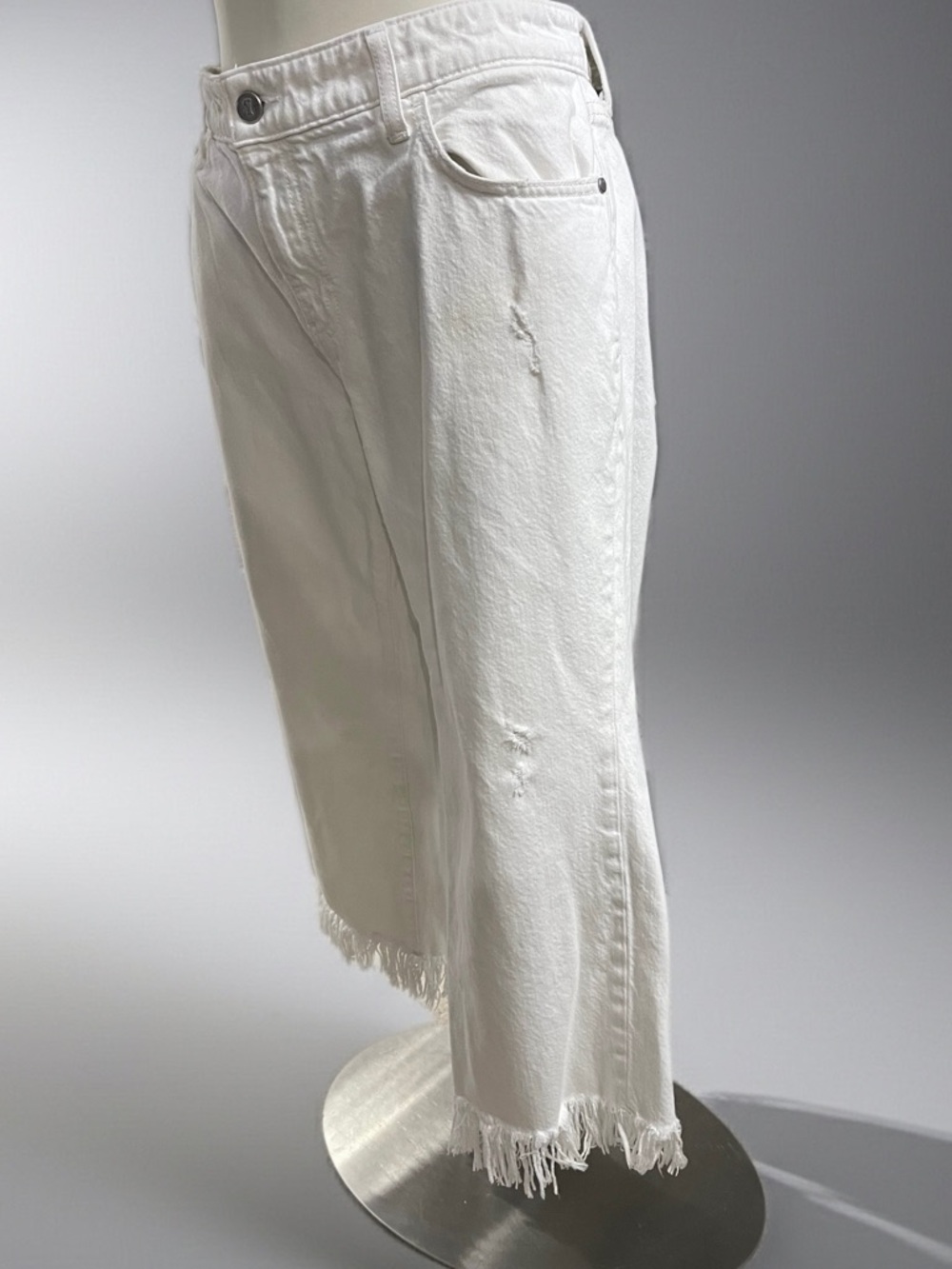 Pilcro and the Letterpress Anthropologie Hyphen White Fringe-Hem Jeans Sz 30 - Picture 4 of 14